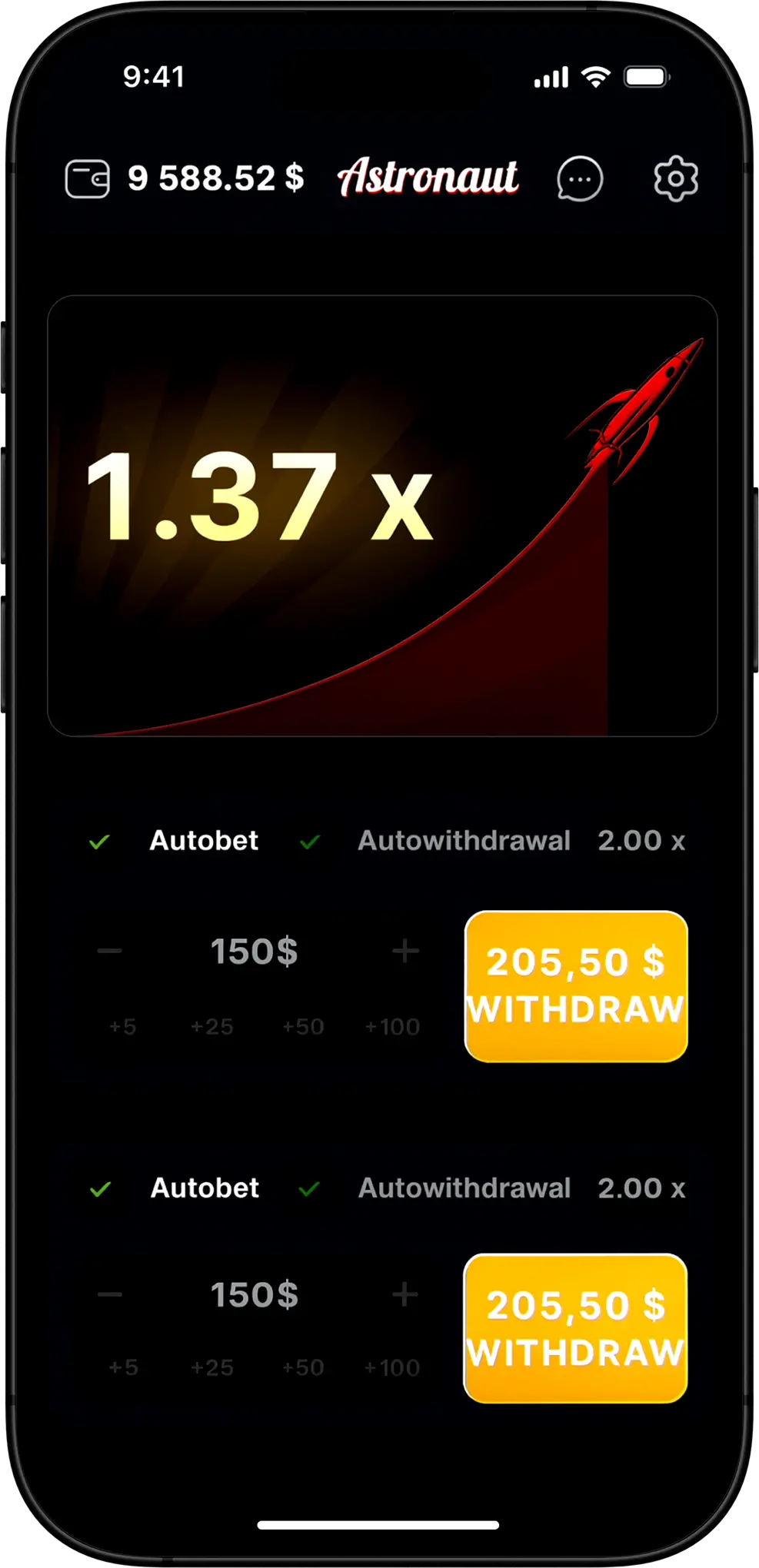 Astronaut Crash Game Round Start